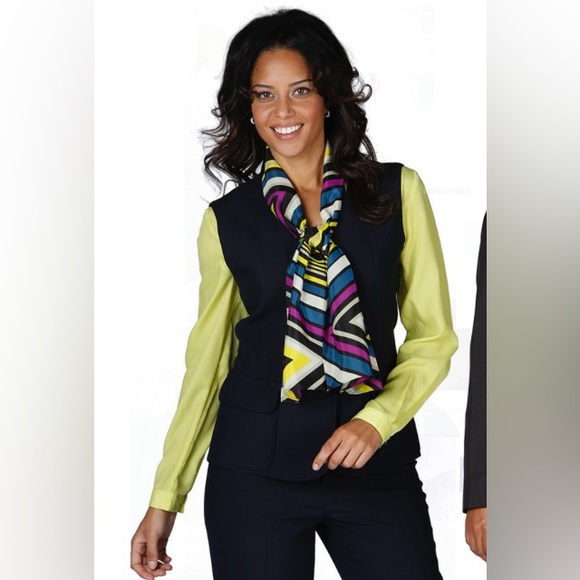 International Uniforms Vest Button Up Pockets Sleeveless Collared Lined S - Picture 2 of 9